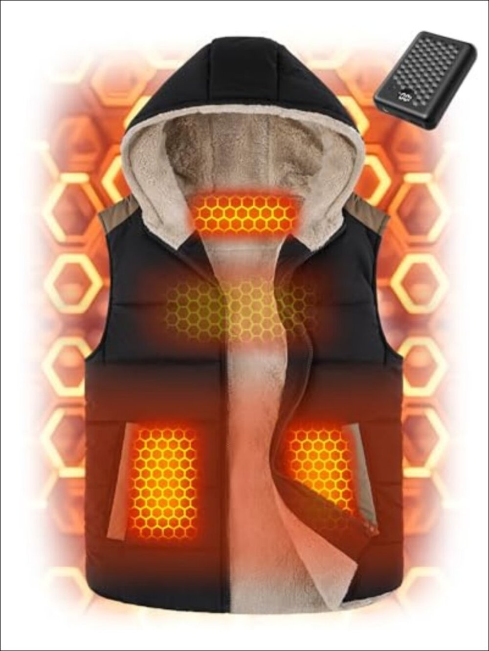 Graphene Heated Vest Women 7.4V Fast Charge Battery Sleeveless Quilted Hooded
